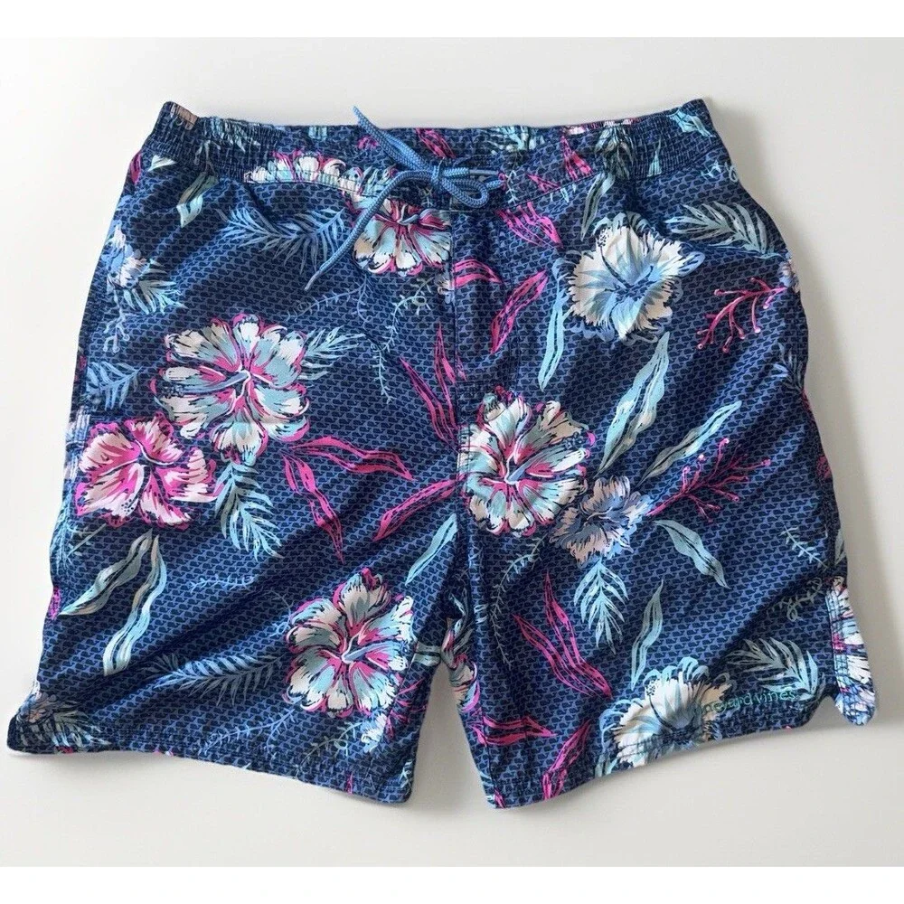 Vineyard Vines Island Trunk Hibiscus Floral Volley Swim Shorts Men’s S